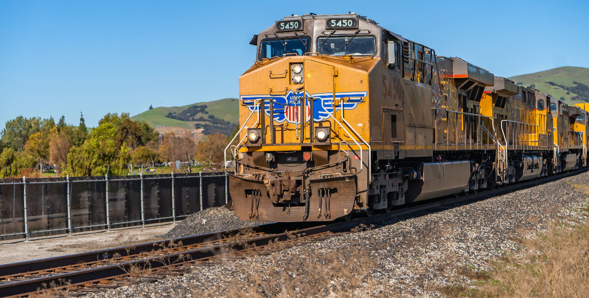 Railway with Union Pacific train
